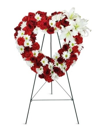 Thoughts and Prayers Open Heart Stand Funeral Arrangement