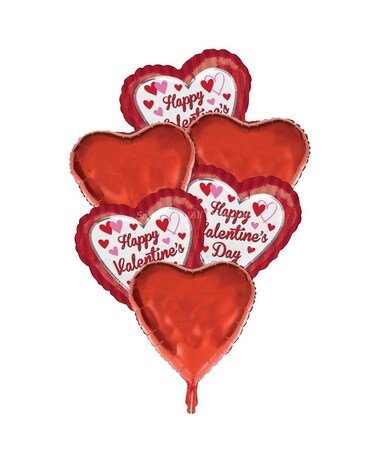 Happy Valentines Day Mylar Bouquet-6 Balloons Balloon Bouquet