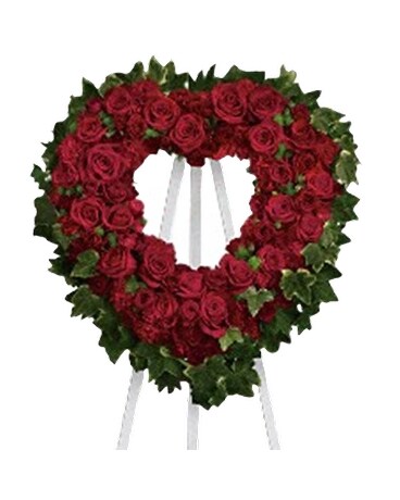 Blessings Red Rose Open Heart Funeral Spray Funeral Arrangement