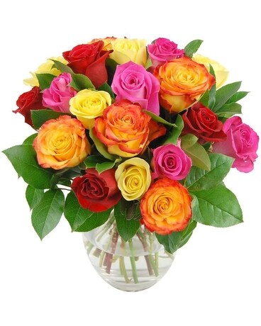 Rainbow Patch-12 Premium Roses Flower Arrangement