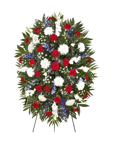 Red,White and blue Standing Spray (Medium) Funeral Arrangement