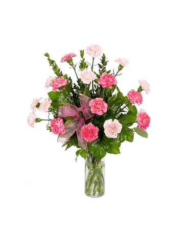 Pink and Hot pink carnations In a vase-12 Stems Flower Arrangement