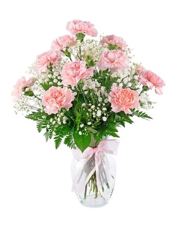Pink Carnations in a vase-10 Stems Flower Arrangement