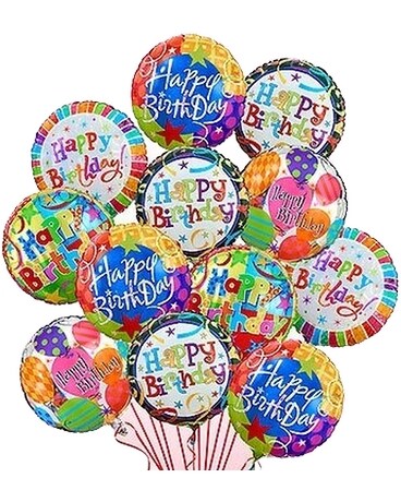 Happy Birthday Balloon Set (12-Mylar Balloons) Balloon Bouquet