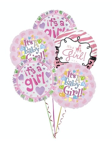 It's A Girl Balloon Bouquet (5-Mylar Balloons) Balloon Bouquet