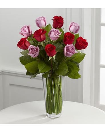 THE FTD® RED AND LAVENDER ROSE BOUQUET Flower Arrangement