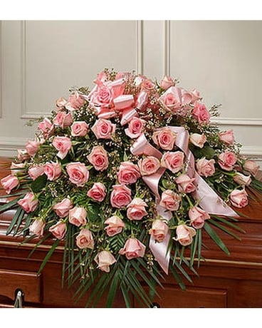 PINK ROSE HALF CASKET COVER Flower Arrangement