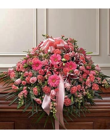 PINK MIXED HALF CASKET COVER Flower Arrangement