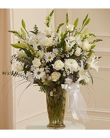 LARGE WHITE SYMPATHY VASE ARRANGEMENT Flower Arrangement