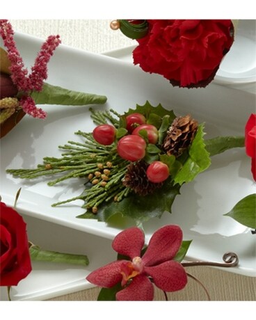RED BERRY BOUTONNIERE Flower Arrangement
