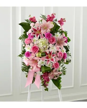 GENTLY INTO THE EVER-AFTER™ STANDING SPRAY Flower Arrangement