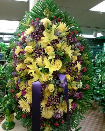 Yellow and Purple Spray Flower Arrangement