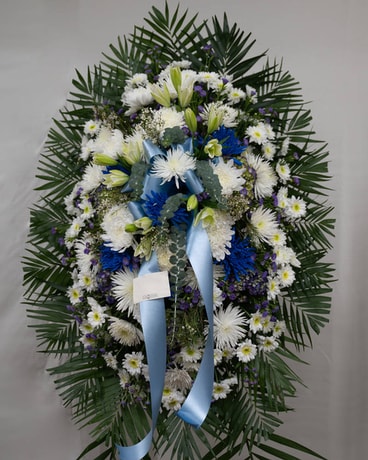 White & Blue Spray Flower Arrangement