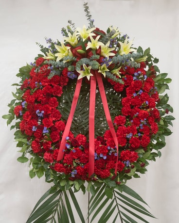 Red Wreath Flower Arrangement