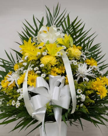 Yellow Basket Flower Arrangement