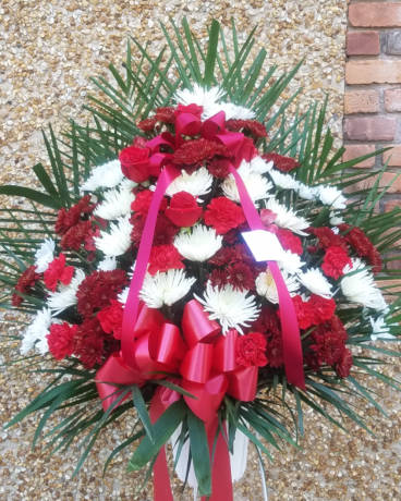 Standing Basket in Red & white Flower Arrangement