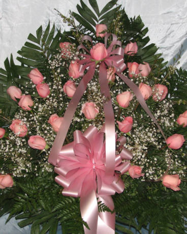 Pink Rose Floor Basket Flower Arrangement