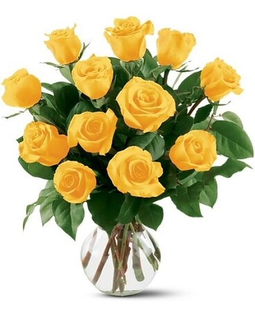 12 Yellow Roses Flower Arrangement