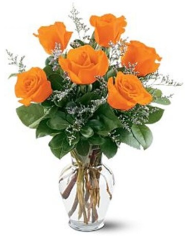 6 Orange Roses Flower Arrangement