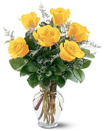 6 Yellow Roses Flower Arrangement