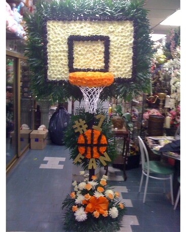 Basketball Hoop Flower Arrangement
