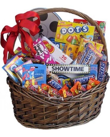 Movie Night Basket Flower Arrangement