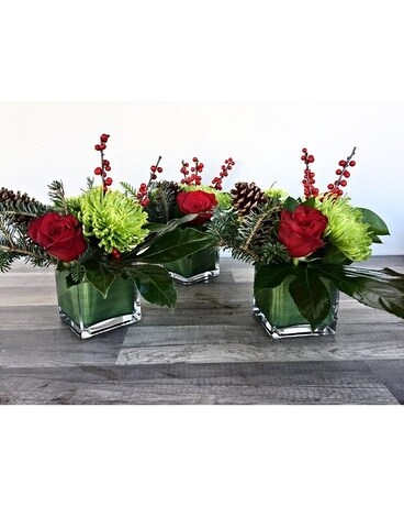Here We Come A'Caroling Trio Flower Arrangement