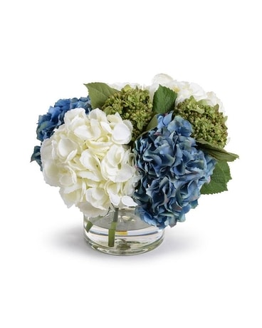 Hydrangea Bouquet in Glass Cylinder - Mixed 12