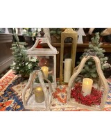 Small Lantern with Candle size,  inches height and  inches wide.