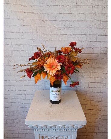 Autumn Wine & Flowers Specialty Arrangement