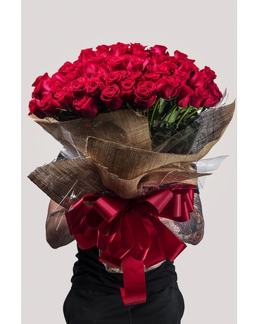 100 Wrapped Roses Bouquet