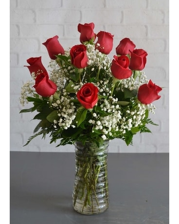 One Dozen Grand Red Roses Flower Arrangement