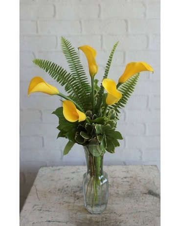 Friendship, Yellow Callas Flower Arrangement