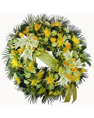 Sunshine Sentiments Wreath Funeral Arrangement