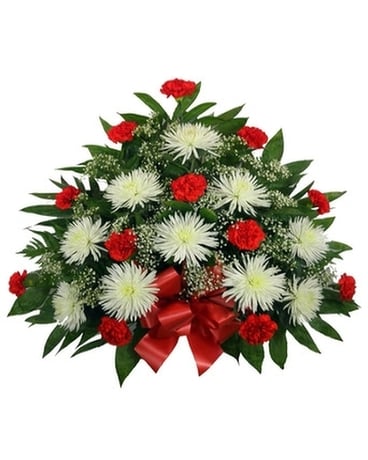 Timeless Traditions: Red Carnations Mache Funeral Arrangement