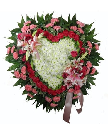 Love's Garden Deluxe Solid Heart Set Piece Funeral Arrangement