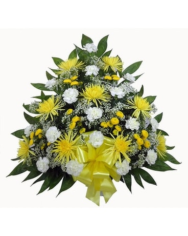 Sunshine Sentiments Carnation and Fuji Mache Funeral Arrangement