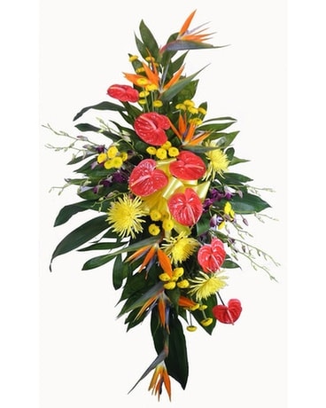 Tropical Paradise Deluxe Spray on a Stand Funeral Arrangement