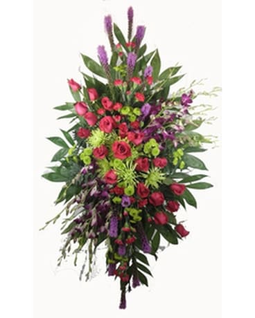 Youthful Remembrance Spray on a Stand Funeral Arrangement