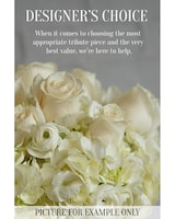 Casket Spray Designer's Choice size,  inches height and  inches wide.