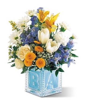 Teleflora's Baby Block (Boy) Flower Arrangement