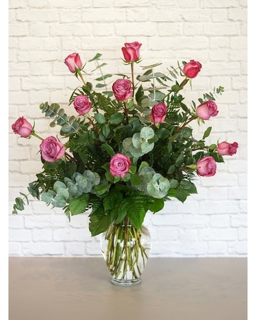 One Dozen Premium Lavender Roses Flower Arrangement