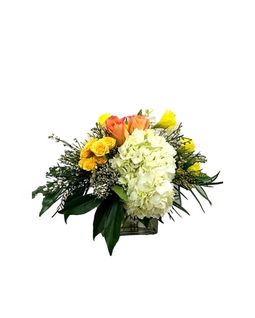 Vibrant Hydrangea & Rose Arrangement Flower Arrangement