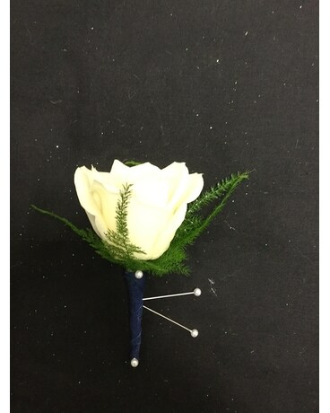 White Rose Boutonniere Flower Arrangement