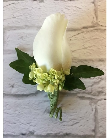 White and Green Boutonniere Boutonniere
