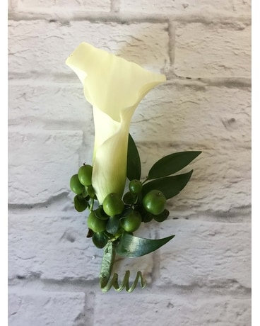 White Mini Calla Lily Boutonniere Boutonniere