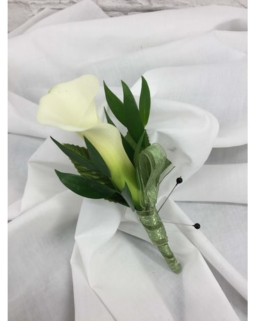 White Calla Lily Boutonniere Lehrer S Flowers   Sku6330031 