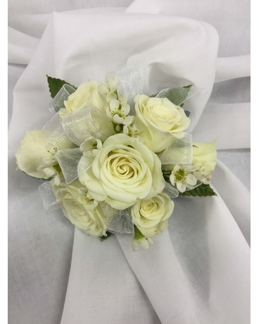 White Mini Rose Corsage Flower Arrangement