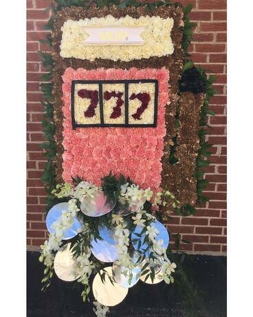 Slot Machine Standing Spray Funeral Arrangement