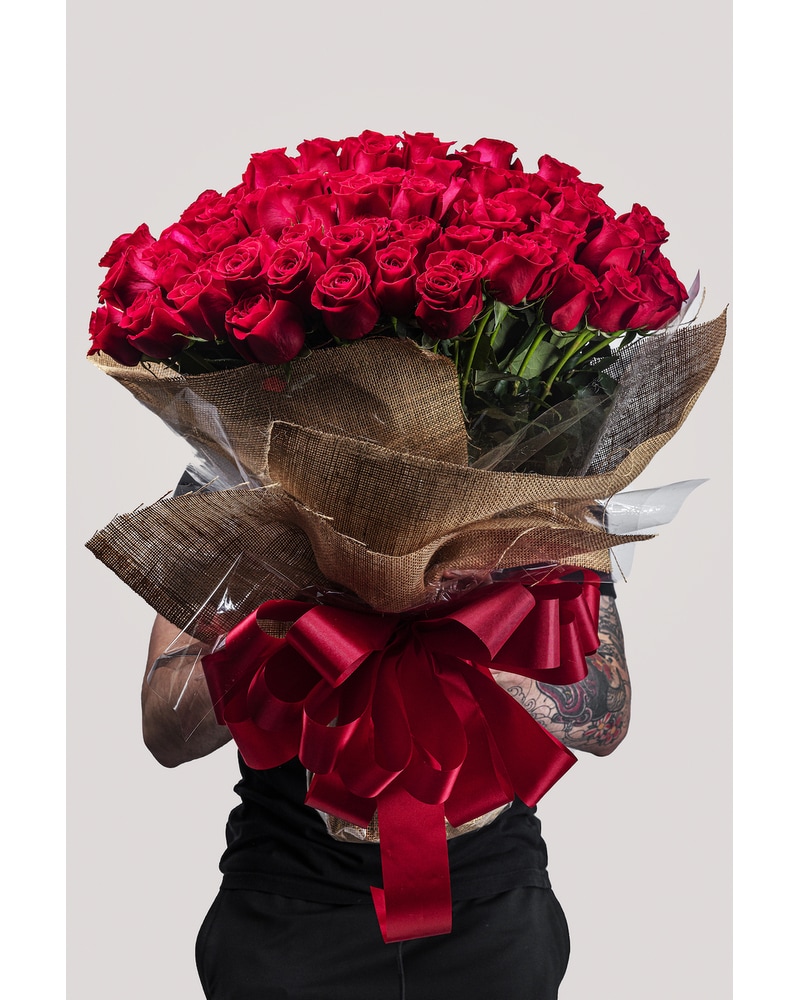 100 Wrapped Roses - Tampa, FL | Jennie's Flowers